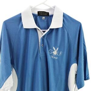 Playboy Golf Polo Shirt Blue White Moisture Wick Quick Dry Breathable